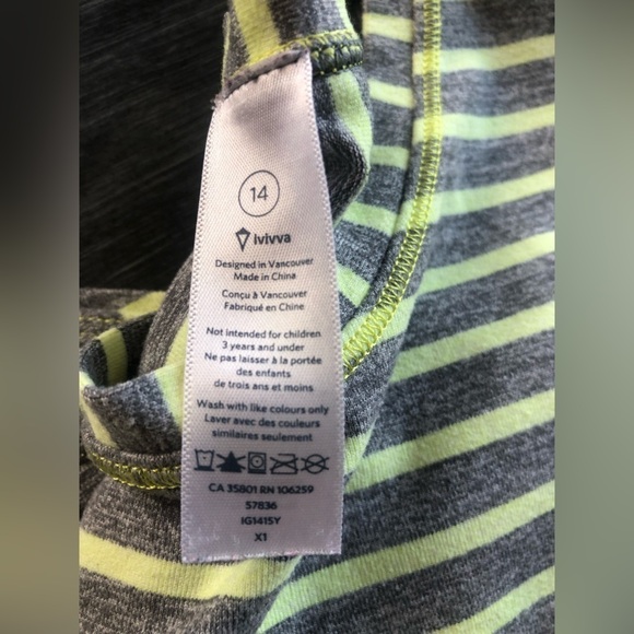 Ivivva Lululemon Athletica Girl’s Size 14 Striped Curved Hem Tank Top - Picture 7 of 9